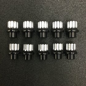 1/2" - 20 Black Double Cut Aluminum Front Lug Nuts (Set of 10)